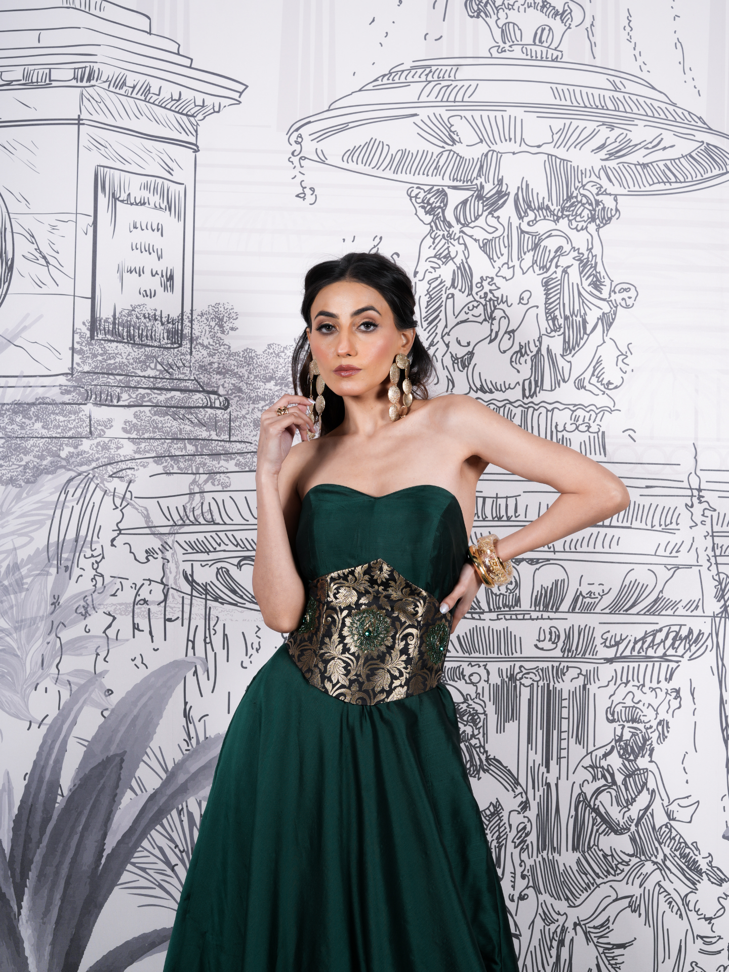 Emerald Gown + Corset